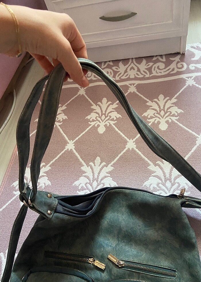 Mint yeşili çok gözlü çanta - Görsel 4