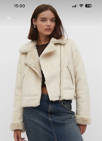 Stradivarius Bej Biker Ceket