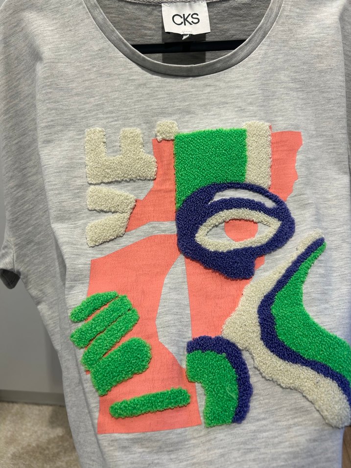 Gri Kadın Kısa Kollu Baskılı Tişört - Görsel 3