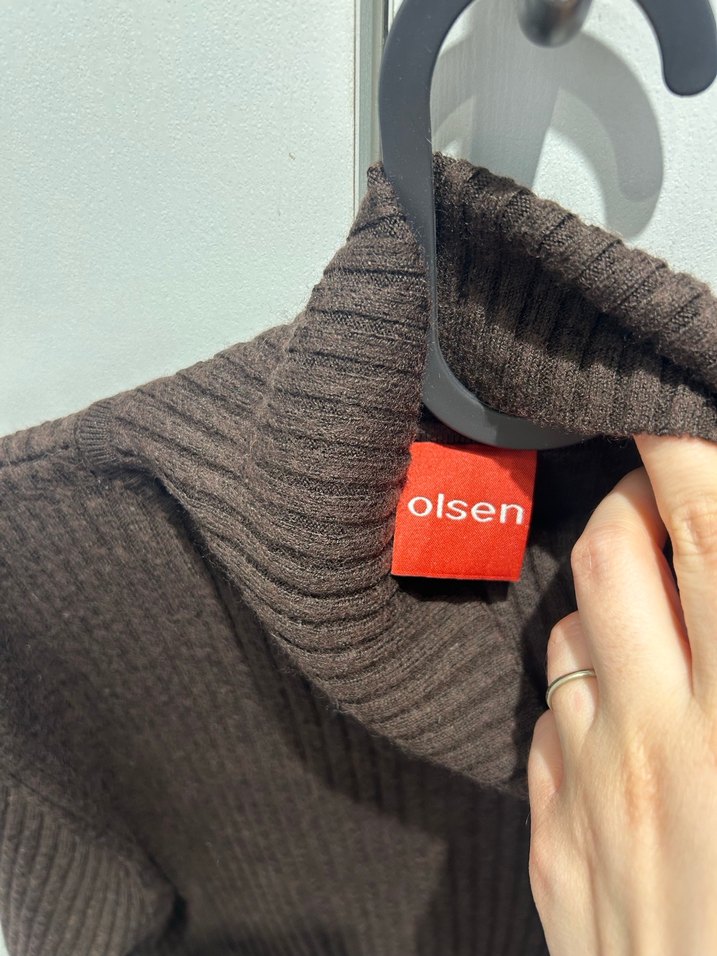 Olsen kahverengi fitilli boğazlı triko - Görsel 2