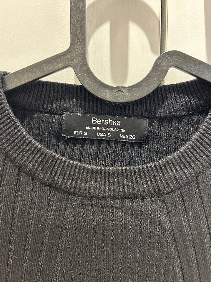 BERSHKA siyah fitilli ince triko kazak - Görsel 2