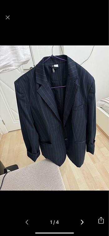 H&M lacivert çizgili blazer