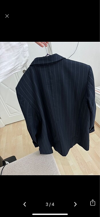 l Beden H&M lacivert çizgili blazer