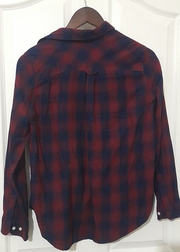 H&M Bordo Pamuklu Düğmeli Kadın Gömlek - Görsel 2