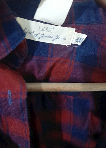 H&M Bordo Pamuklu Düğmeli Kadın Gömlek - Görsel 4