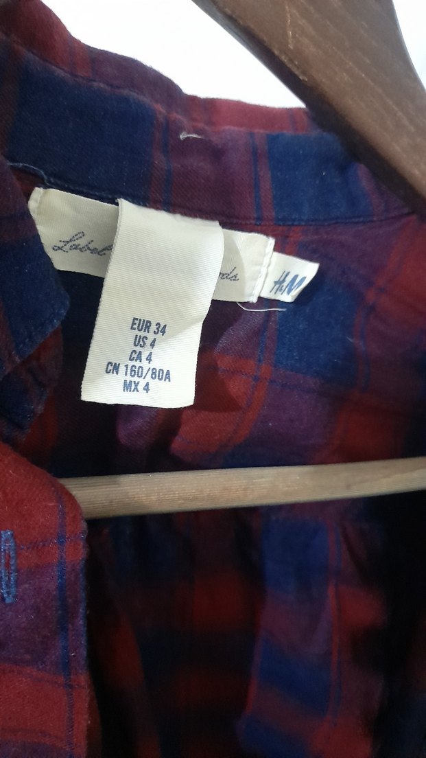 H&M Bordo Pamuklu Düğmeli Kadın Gömlek - Görsel 3