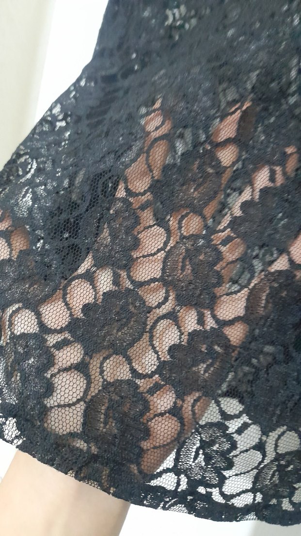 Düğmeli Siyah Dantel transparan Gömlek - Görsel 4