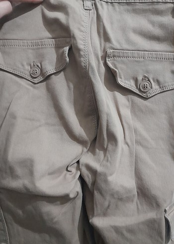 Bej Düğmeli Kadın Kargo Pantolon - Görsel 3