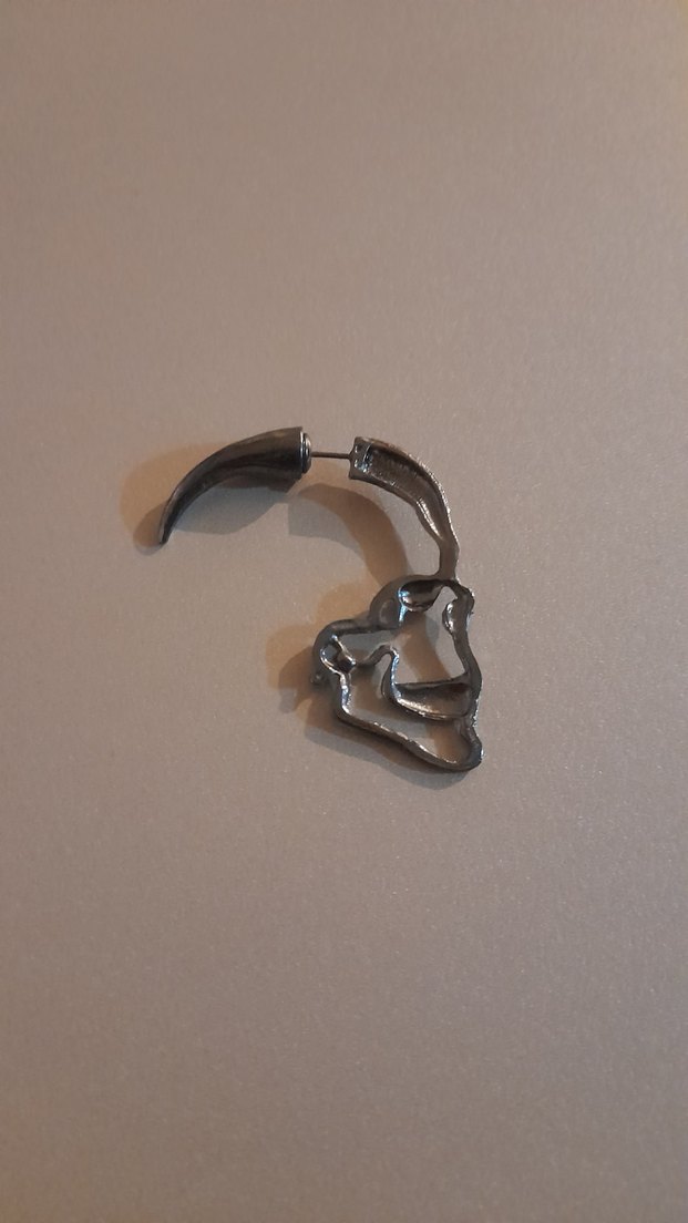 Gri Gotik skull küpe - Görsel 2