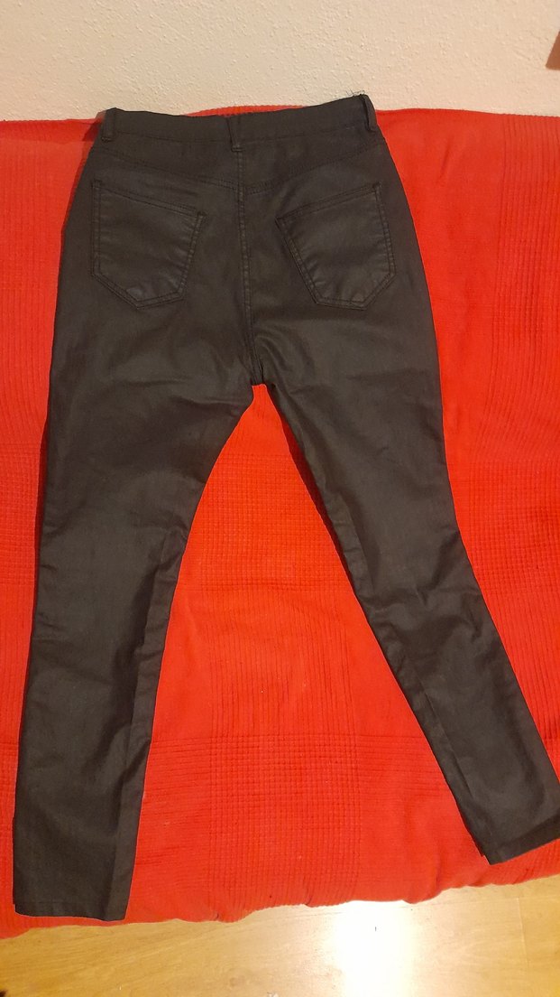 siyah Kadın Deri Skinny Pantolon - Görsel 2