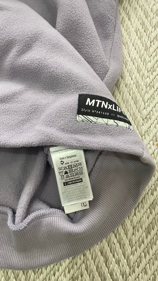 Decathlon Lila renk Kapüşonlu Yarım Fermuarlı Kadın Polar - Görsel 4