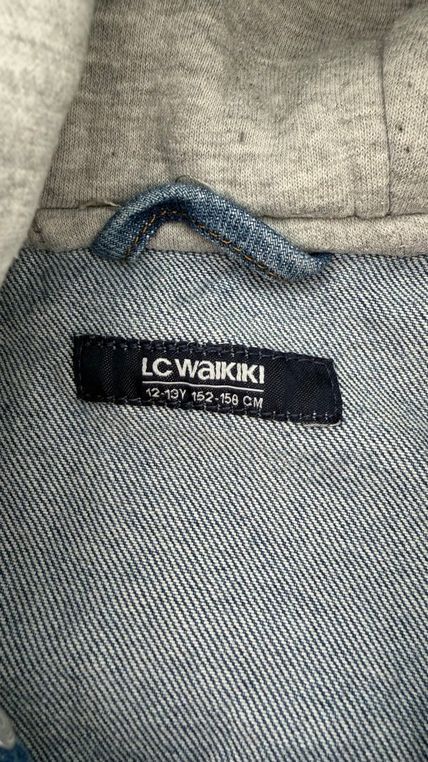 Gri Kapüşonlu Çocuk Denim Ceket - Görsel 2