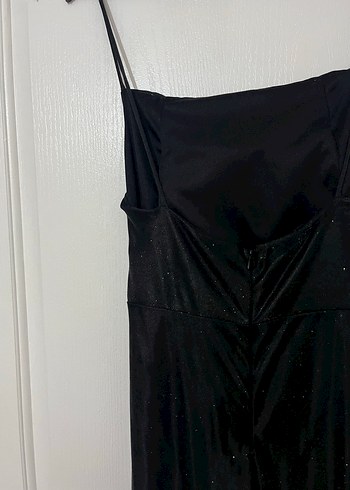 Siyah Drapeli Uzun Abiye Elbise - Görsel 5