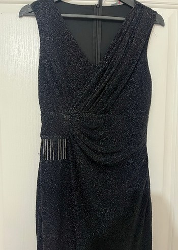 Siyah Drapeli Uzun Abiye Elbise - Görsel 2