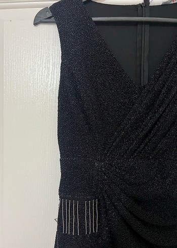 Siyah Drapeli Uzun Abiye Elbise - Görsel 3