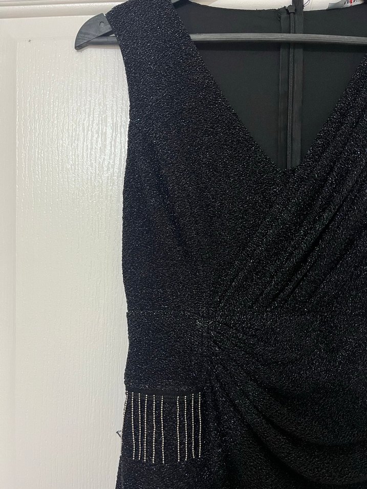 Siyah Drapeli Uzun Abiye Elbise - Görsel 3