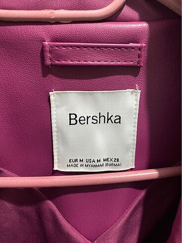 m Beden pembe Renk BERSHKA pembe deri blazer ceket