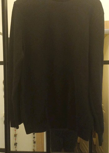 Siyah Unisex  Bisiklet Yaka Kazak - Görsel 3