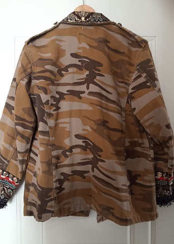 Düğmeli Kamuflaj Bohem Kadın Ceket - Görsel 2