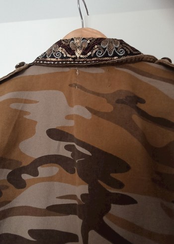 Düğmeli Kamuflaj Bohem Kadın Ceket - Görsel 4