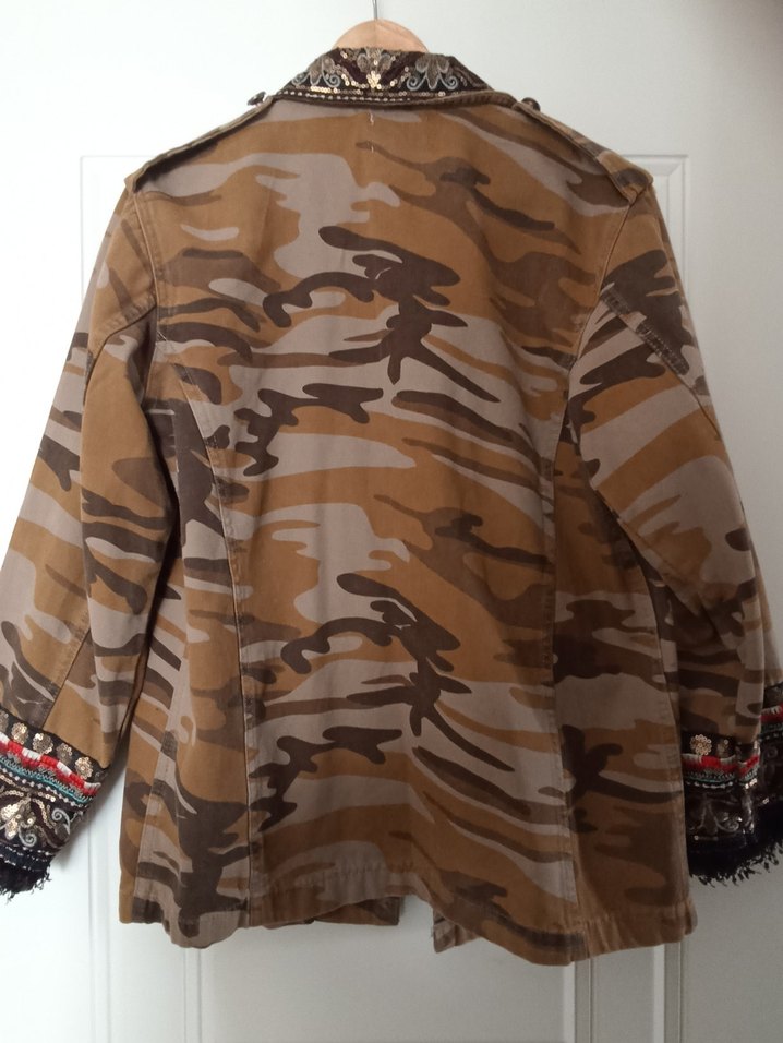 Düğmeli Kamuflaj Bohem Kadın Ceket - Görsel 2