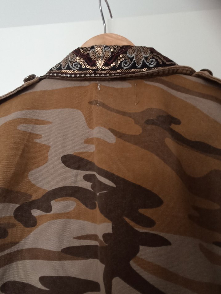 Düğmeli Kamuflaj Bohem Kadın Ceket - Görsel 4