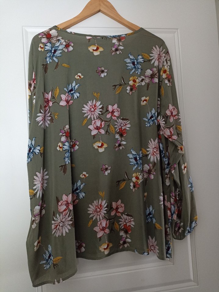 Bohem Desenli V Yaka Uzun Kollu Kadın Bluz - Görsel 2