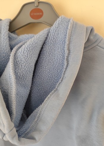 Çocuk Mavi Kapüşonlu İçi Polar Fermuarlı Sweatshirt Ceket - Görsel 3