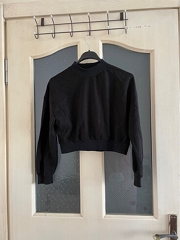 Siyah dik yaka sweatshirt