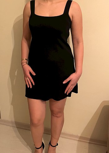 Siyah Düz Kesim Midi Triko Elbise - Görsel 2