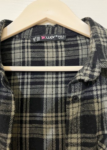 Kadın Haki Kareli Uzun Kollu Gömlek - Görsel 2