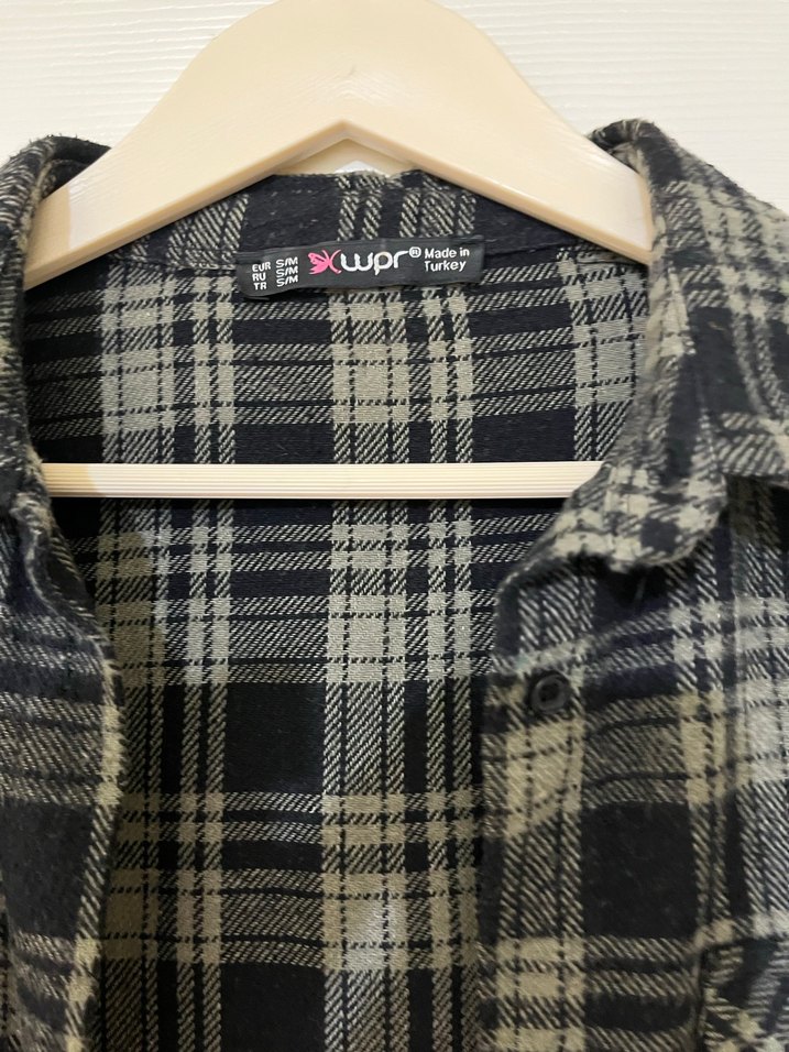 Kadın Haki Kareli Uzun Kollu Gömlek - Görsel 2