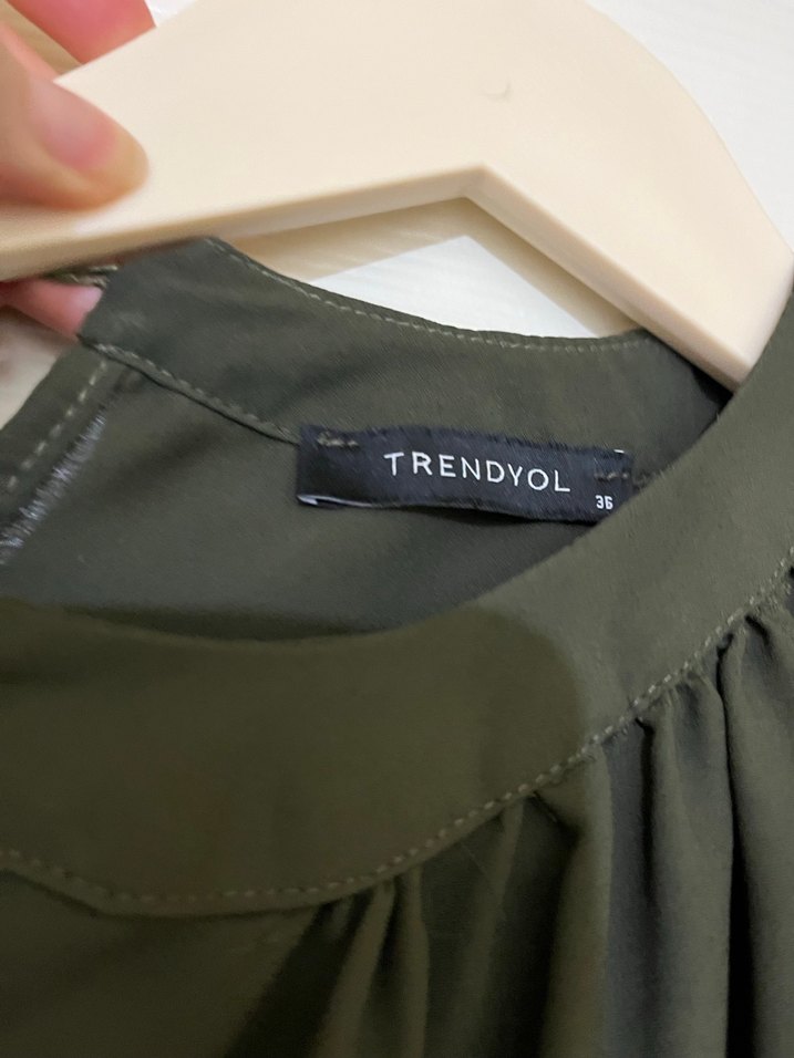 Kadın Haki Uzun Kollu Salaş Bluz - Görsel 5