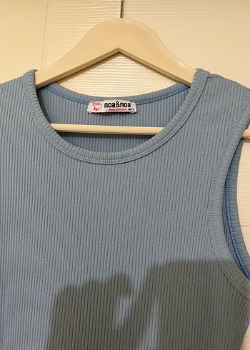 Mavi Uzun Kolluksuz Yüksek Yakalı Elbise - Görsel 3