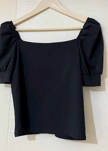 Düğmeli Siyah Mini V Yaka Bluz - Görsel 3