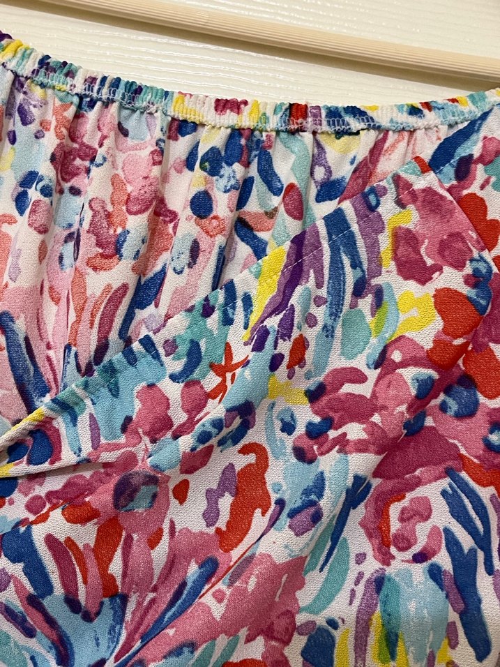 Renkli Bağlama Desenli Bohem Kadın Bluz - Görsel 3