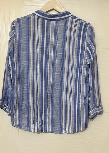 Düğmeli Bohem Mavi Kadın Gömlek - Görsel 2