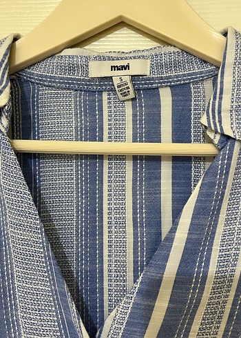 Düğmeli Bohem Mavi Kadın Gömlek - Görsel 3