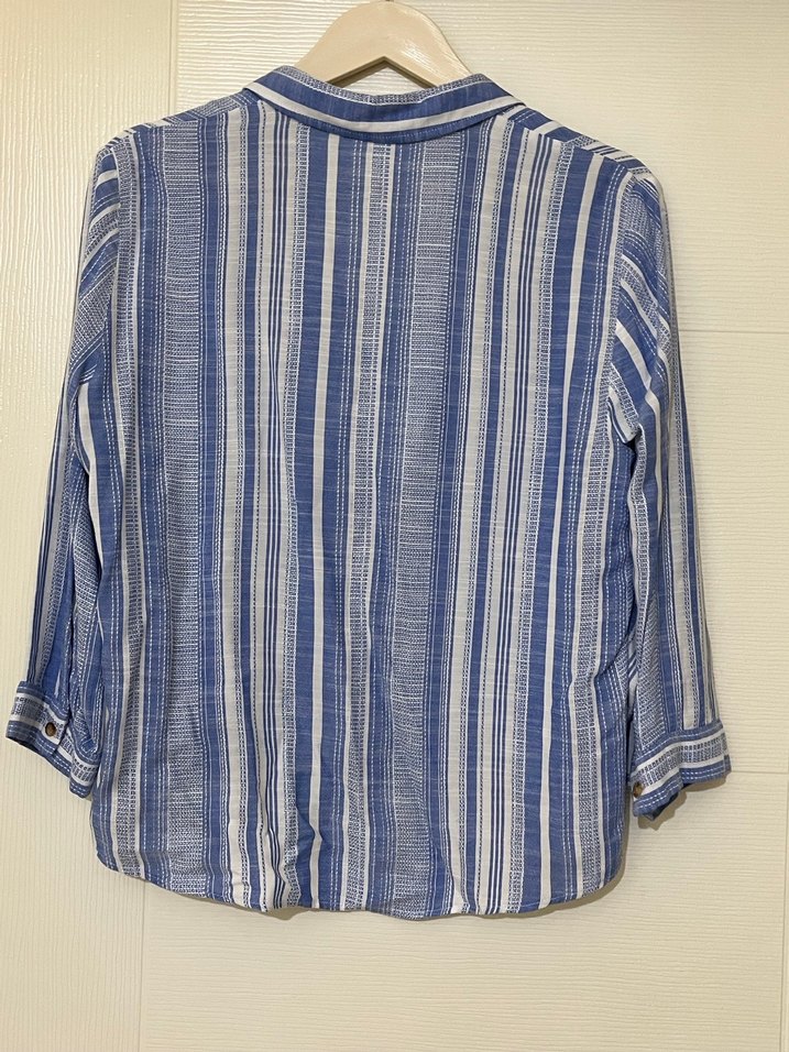 Düğmeli Bohem Mavi Kadın Gömlek - Görsel 2