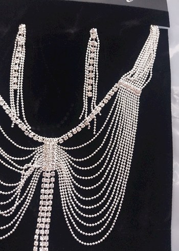 Beyaz Parlak Pullu Kadın Takı Seti - Görsel 4