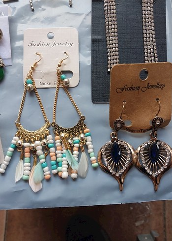 Uzun Renkli Payetli Kadın Küpeler - Görsel 16