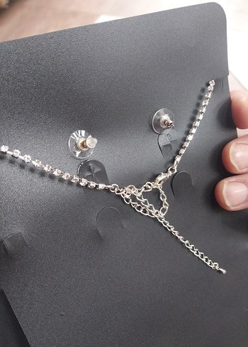 Beyaz Zincir Detaylı Kadın Takı Seti - Görsel 5