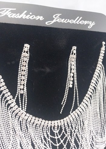 Beyaz Zincir Detaylı Kadın Takı Seti - Görsel 8