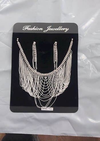 Beyaz Zincir Detaylı Kadın Takı Seti - Görsel 2