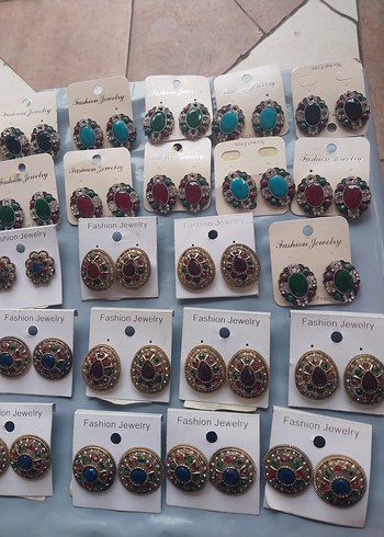 Renkli Boncuklu Kısa Kadın Küpeleri - Görsel 5