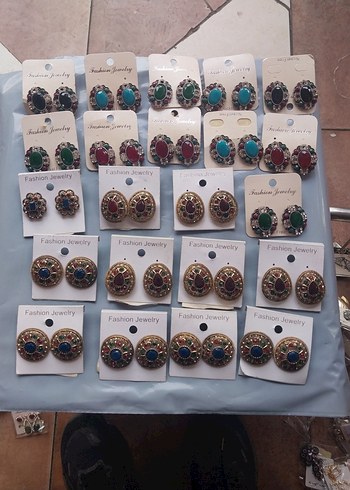 Renkli Boncuklu Kısa Kadın Küpeleri - Görsel 6