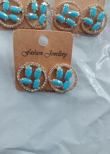 Renkli Nakışlı Mini Turkuaz Boncuklu Küpe - Görsel 19