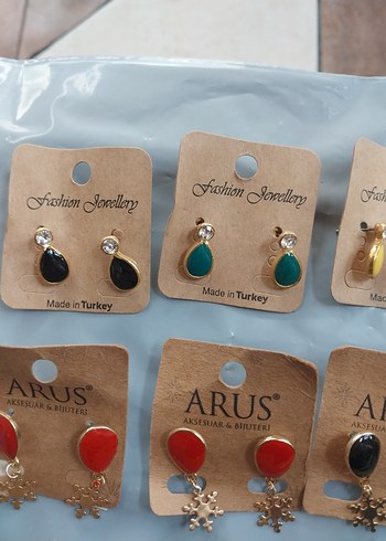 Renkli Nakışlı Mini Turkuaz Boncuklu Küpe - Görsel 18