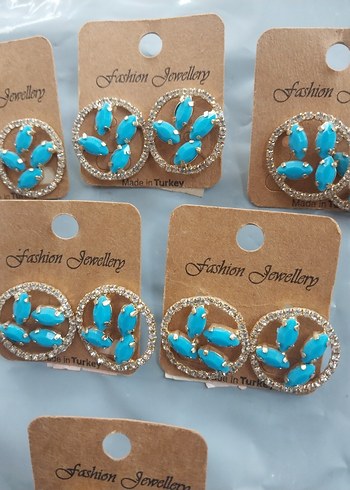 Renkli Nakışlı Mini Turkuaz Boncuklu Küpe - Görsel 20