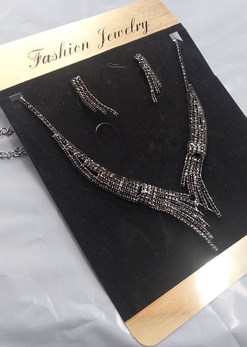 Siyah Payetli Gotik Kadın Takı Seti - Görsel 8